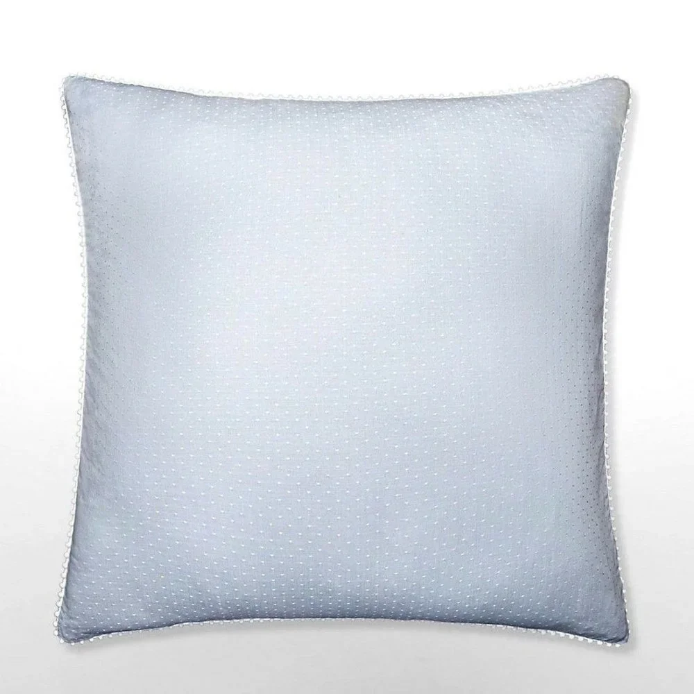 Calvin Klein One Euro Pillow Sham Chambray Dots Pom Pom Trim